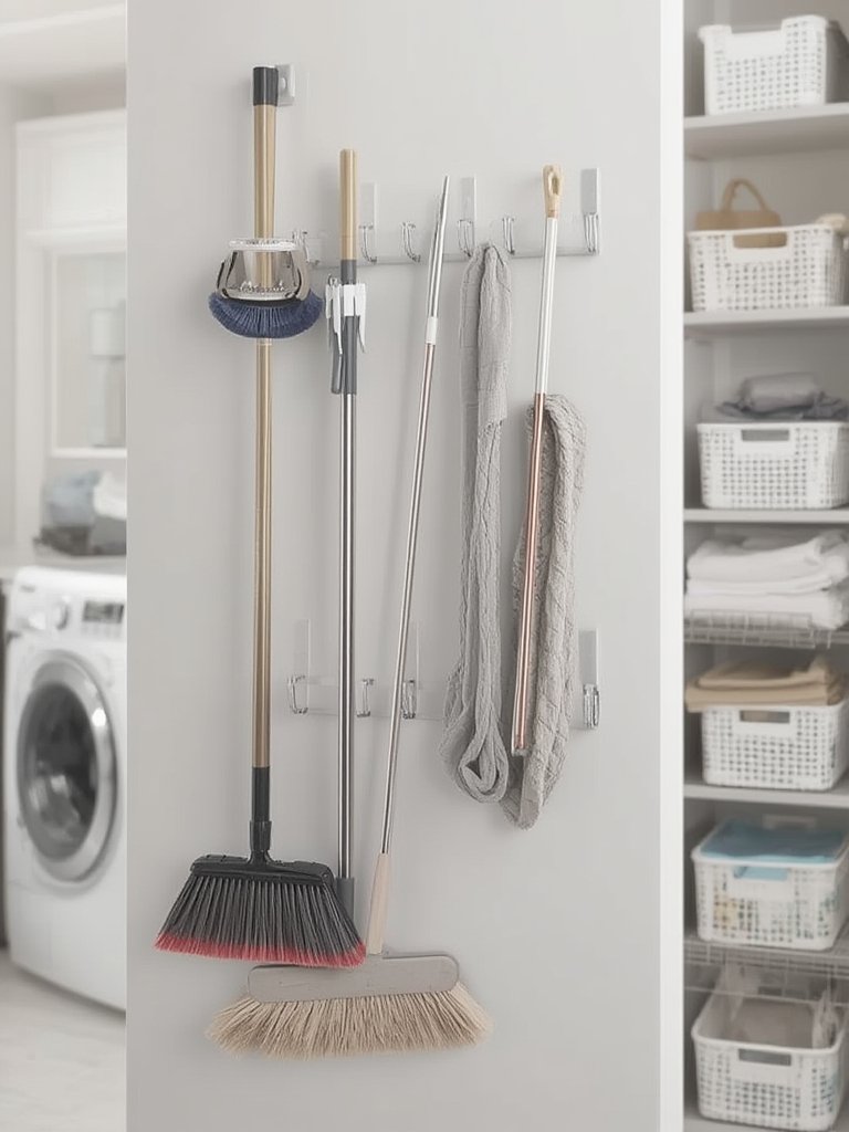 broom holder in action