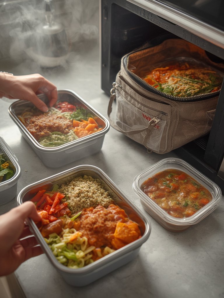 food containers in action